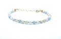 Pulsera de Morganita Natural, 4mm, Plata 925 Chapada en Oro 24k, Ajustable 16-19cm