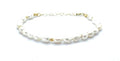 Eloboe essence Pulsera de Perlas de Río Naturales, 5x7mm, Plata 925 Chapada en Oro 24K, Ajustable 16-19cm