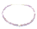 Eloboe essence Collar de Kunzita Natural con Perla, 40-45 cm Ajustable, Plata 925 Chapada en Oro 24k