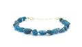 Eloboe essence Pulsera de Apatita Natural, 5x7mm, Plata 925 Chapada en Oro 24K, Ajustable 16-19 cm, Azul