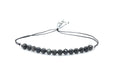 Pulsera de hilo con cuentas de obsidiana natural de 4 mm, plata de ley 925, ajustable