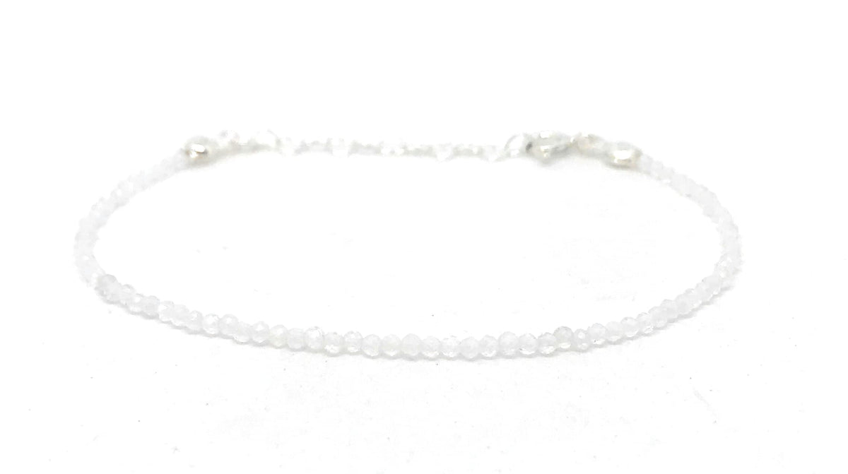 Pulsera de piedra luna natural de 2mm longitud ajustable de 16 cm a 19 cm