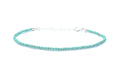 Pulsera de Turquesa Natural, Plata 925, 2mm, Ajustable 16-19cm