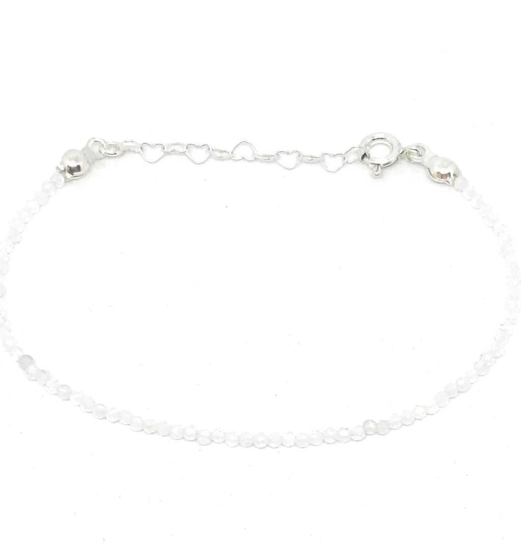 Pulsera de piedra luna natural de 2mm longitud ajustable de 16 cm a 19 cm