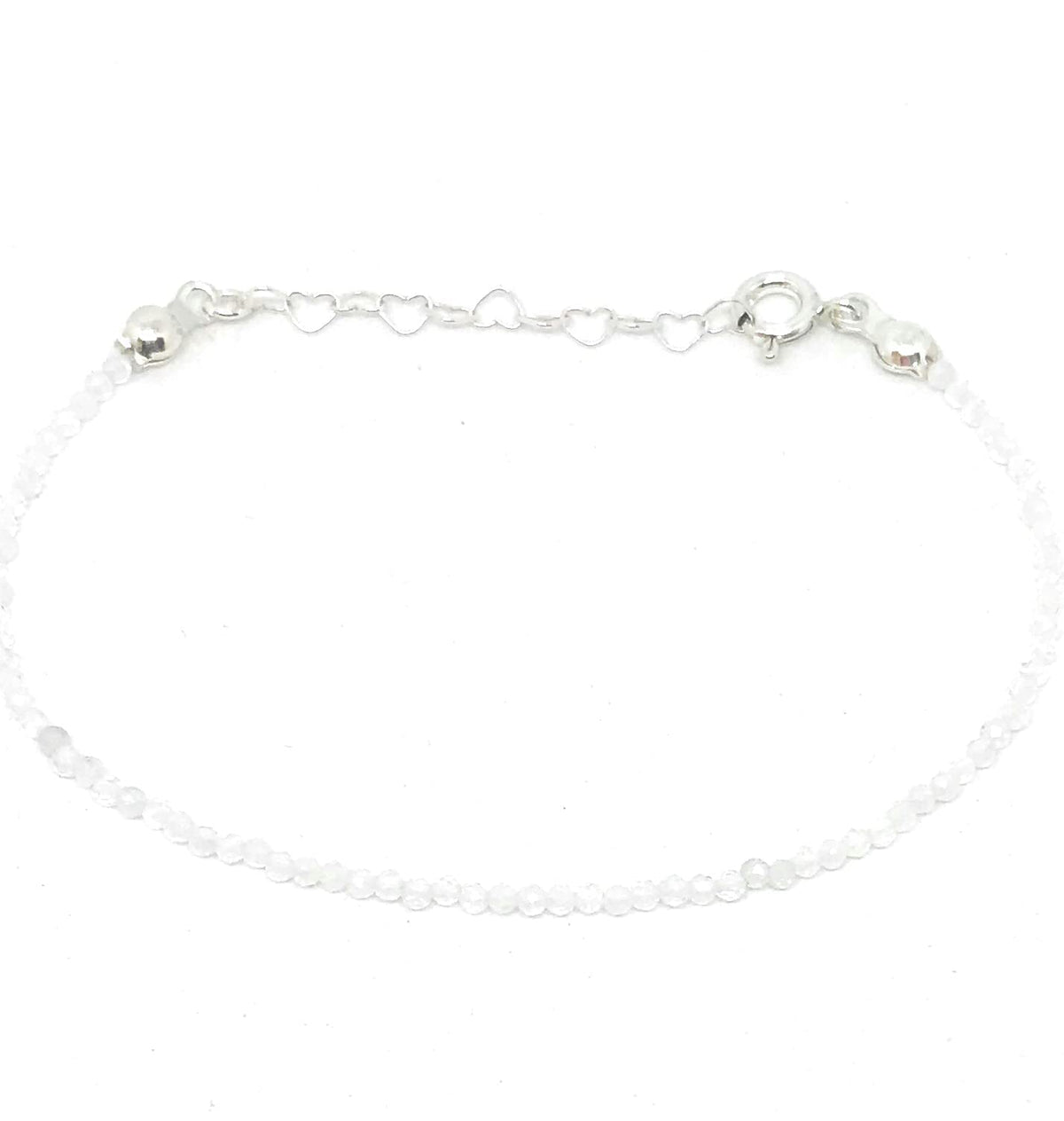 Pulsera de piedra luna natural de 2mm longitud ajustable de 16 cm a 19 cm