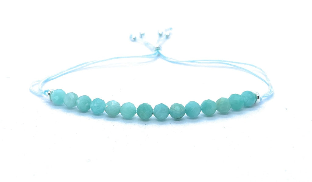 Pulsera de hilo con amazonita piedra natural de 4 mm de grosor ajustable
