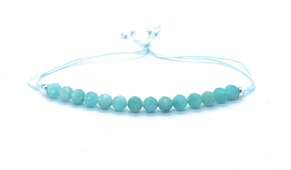 Pulsera de hilo con amazonita piedra natural de 4 mm de grosor ajustable