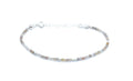 Pulsera de ágata de Botswana, 2 mm de grosor, plata de ley 925, ajustable 16-19 cm