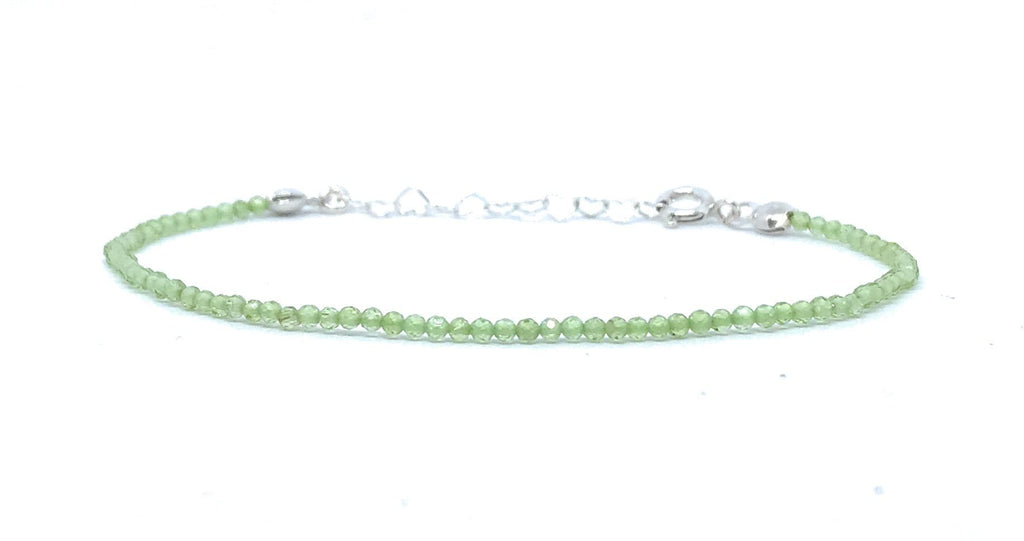 Pulsera de peridoto piedra natural plata de primera ley ajustable de 16cm a 19cm