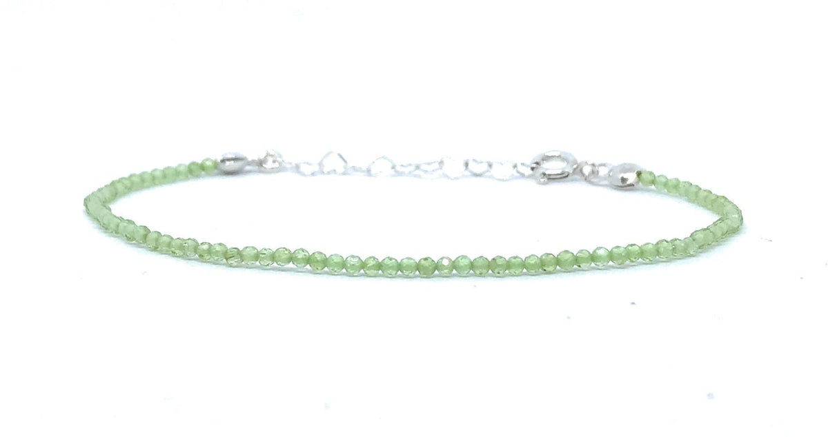 Pulsera de peridoto piedra natural plata de primera ley ajustable de 16cm a 19cm