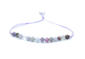 Pulsera de hilo turmalina rosa, piedras naturales de 4 mm, plata de ley 925, ajustable