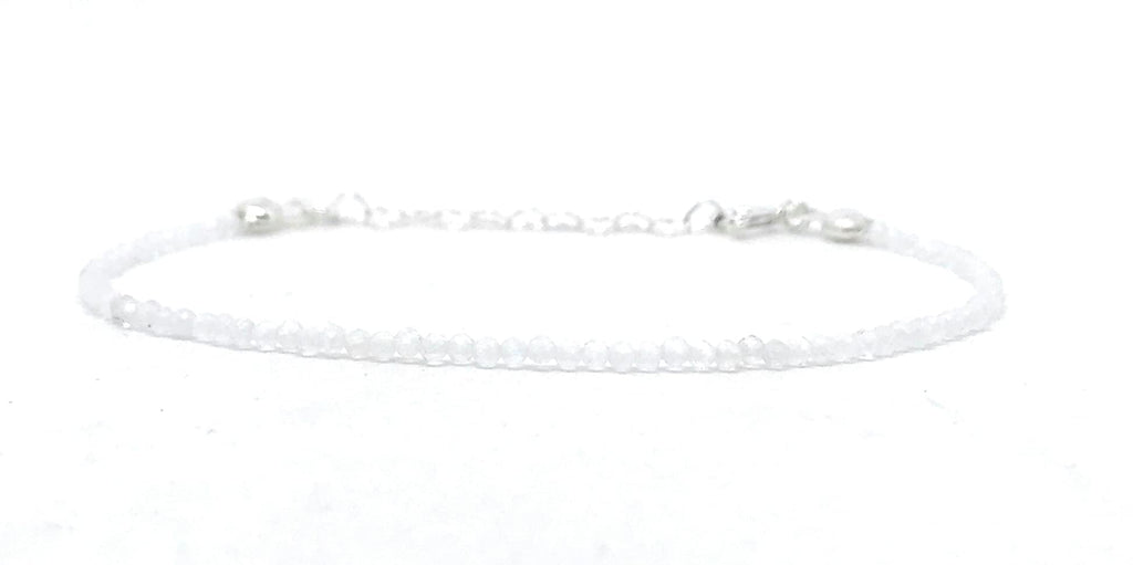 Pulsera de piedra luna natural de 2mm longitud ajustable de 16 cm a 19 cm