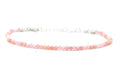 Pulsera de ópalo rosa piedra natural de 2 mm de grosor plata de primera ley ajustable de 16 mm a 19 mm