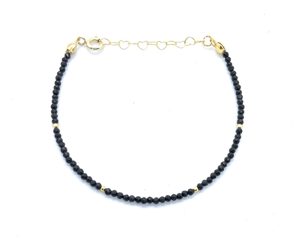 Pulsera de shungita de 2 mm de grosor, 16-19 cm, plata 925 chapada en oro de 24K
