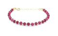Pulsera de rubí natural de 4 mm, plata 925 chapada en oro 24K, 16-19 cm