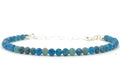 Pulsera de piedra natural apatita de 4mm en plata de ley ajustable de 16mm a 19mm