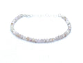 Pulsera de kuncita y plata de ley 925, piedras naturales de 4x2 mm, ajustable de 16 a 19 cm