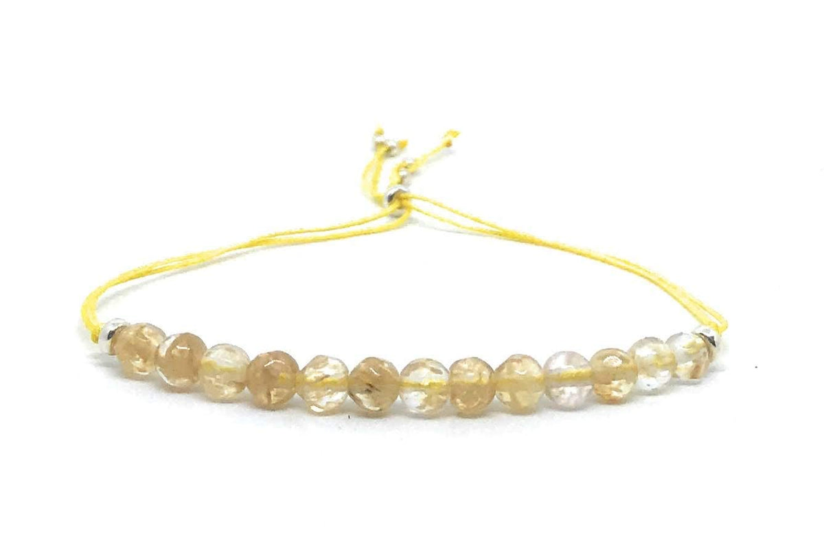 Pulsera de hilo, citrino piedra natural de 4mm de grosor y plata de ley