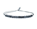 Pulsera de hilo mujer obsidiana nevada piedra natural de 4mm de grosor plata de primera ley 925 ajustable a todos los grosores de muñeca