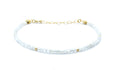 Pulsera de piedra luna natural, cubos de 2 mm, plata 925 chapada en oro de 24 quilates, 16-19 cm