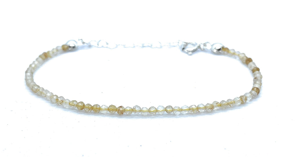 Pulsera de citrino 2 mm de grosor y plata de ley ajustable de 16 cm a 19 cm