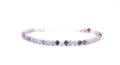 Pulsera de turmalina rosa de 4 mm, plata de ley 925, ajustable de 16 a 19 cm