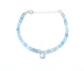 Pulsera de mujer aguamarina de 4mm de grosor dije de piedra luna de 6 mm plata de primera ley 925 ajustable de 16cm a 19cm