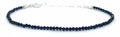 Pulsera de piedra natural de 2 mm espinela azul y plata de ley ajustable de 16 cm a 19 cm