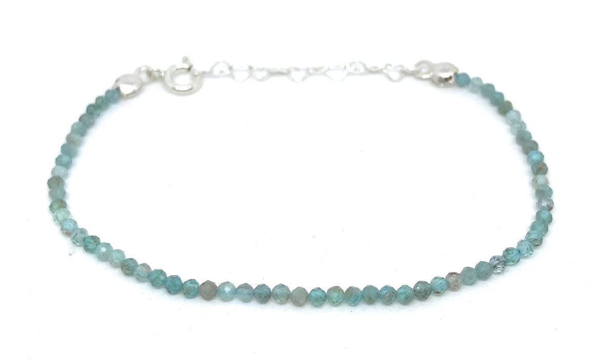 Pulsera de mujer cianita piedra natural de 2 mm de grosor plata de primera ley ajustable de 16cm a 19cm