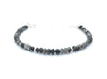 Pulsera de Labradorita Negra, Piedra Natural de 3x4 mm, Plata de Ley 925, Ajustable de 16 a 19 cm