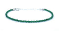 Pulsera de Jade verde piedra natural de 2mm de grosor plata de primera ley ajustable de 16cm a 19cm