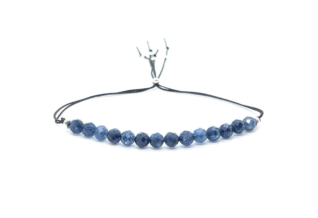 Pulsera de hilo con piedras de zafiro natural de 4 mm, plata de ley 925, ajustable