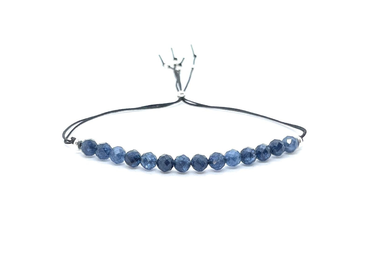 Pulsera de hilo con piedras de zafiro natural de 4 mm, plata de ley 925, ajustable