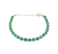 Pulsera de mujer jade verde piedra natural de 4 mm de grosor plata de primera ley chapada en oro amarillo de 24k ajustable de 16 cm a 19 cm