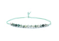 Pulsera de Hilo con Cuentas de Ágata Musgosa de 4 mm, Plata de Ley 925, Ajustable
