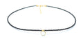 Gargantilla de espinela negra de 2 mm de grosor colgante de piedra luna natural plata de primera ley chapada en oro amarillo de 24k ajustable de 40cm a 45cm