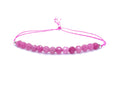 Pulsera de hilo mujer jade rosa piedra natural de 4mm de grosor plata de primera ley 925 ajustable a todos los grosores de muñeca