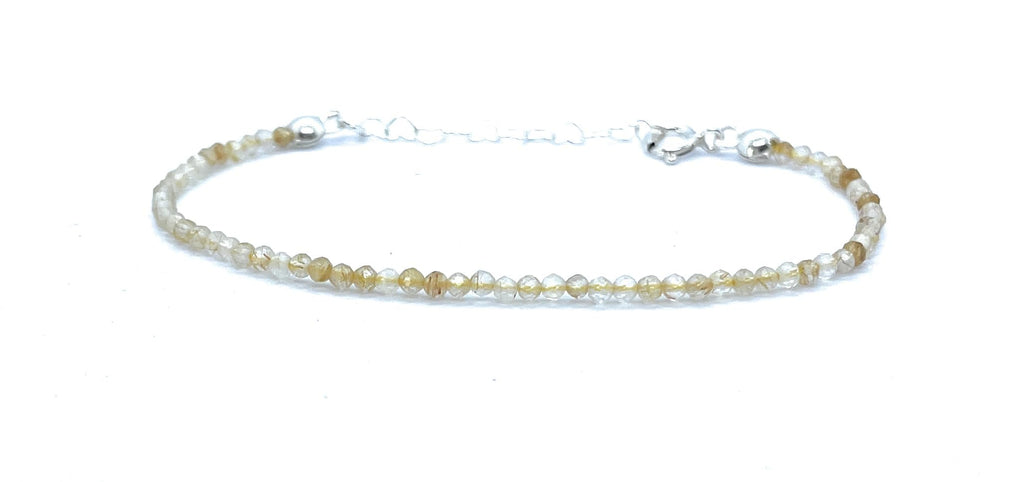 Pulsera de citrino 2 mm de grosor y plata de ley ajustable de 16 cm a 19 cm