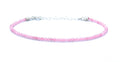 Pulsera de mujer piedra natural cuarzo rosa de 2mm de grosor plata de primera ley ajustable de 16mm a 19mm