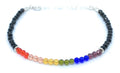 Pulsera mujer bandera arcoíris orgullo lgtb espinelas negras cristal checo plata de primera ley ajustable de 16cm a 19cm