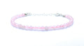 Pulsera de cuarzo rosa, piedras naturales semipreciosas de 4 mm de grosor, cadena de plata ajustable de 16cm a 19cm.