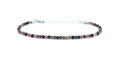 Pulsera de turmalina sandía de 2mm y plata de ley ajustable de 16 cm a 19 cm,