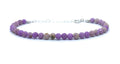 Pulsera de Lepidolita piedras naturales semipreciosas de 4 mm de grosor cadena de plata ajustable de 16cm a 19cm.