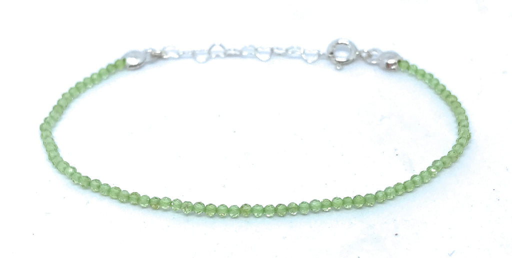 Pulsera de peridoto piedra natural plata de primera ley ajustable de 16cm a 19cm