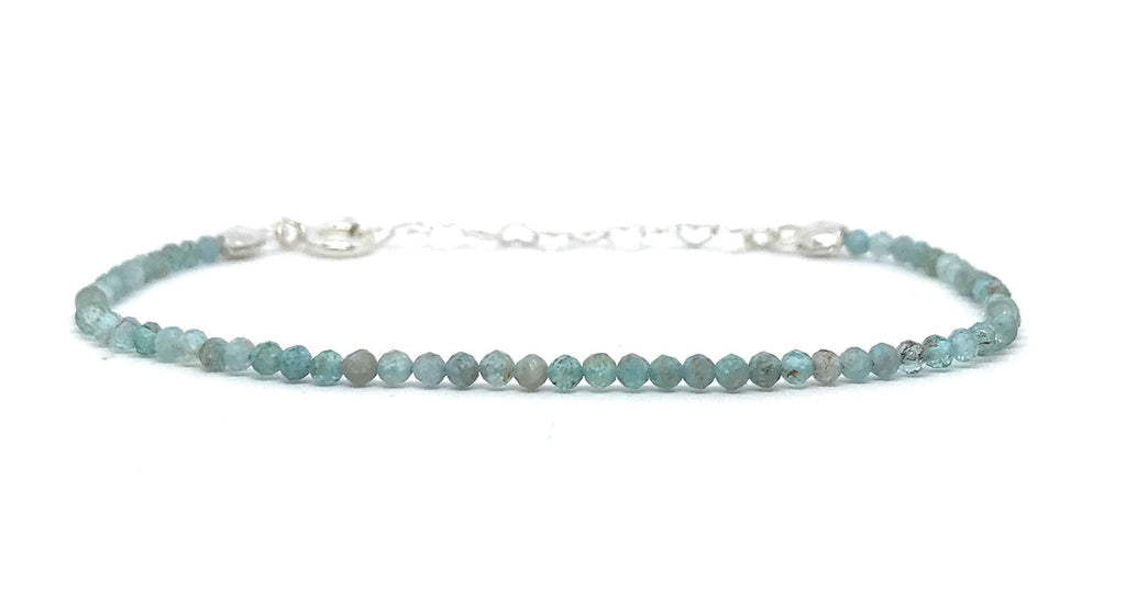 Pulsera de mujer cianita piedra natural de 2 mm de grosor plata de primera ley ajustable de 16cm a 19cm