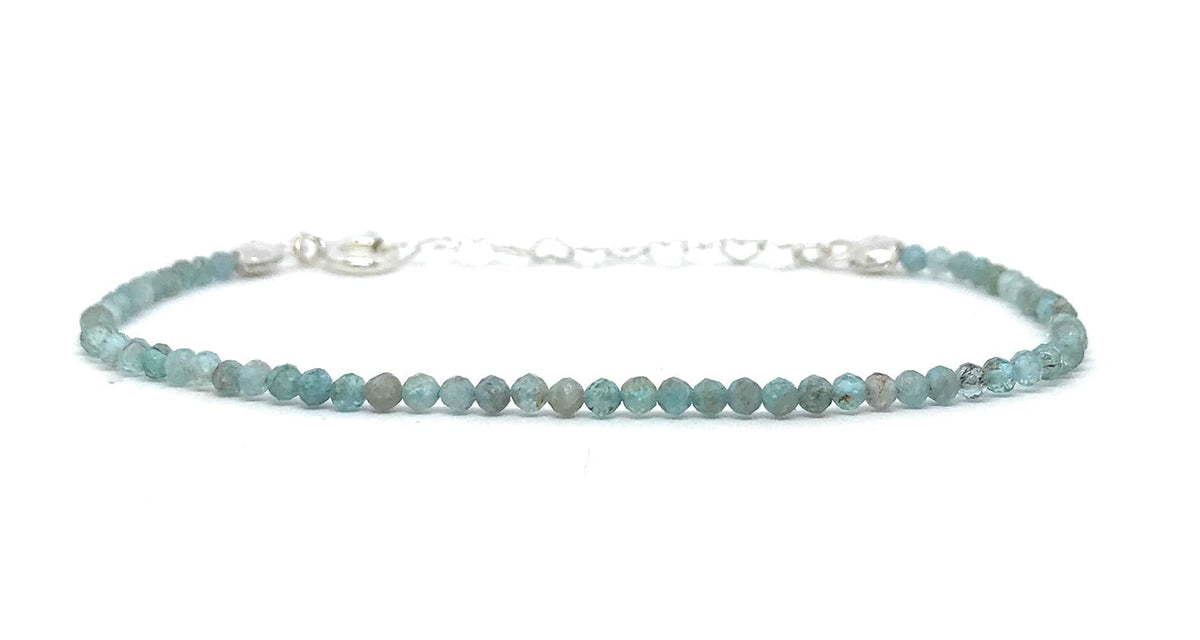 Pulsera de mujer cianita piedra natural de 2 mm de grosor plata de primera ley ajustable de 16cm a 19cm