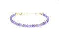 Pulsera de amatista natural de 3x4 mm, con plata de ley 925 chapada en oro de 24 quilates, ajustable de 16 a 19 cm