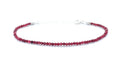 Pulsera de rubí natural de 2 mm, plata de ley 925, ajustable de 16 cm a 19 cm