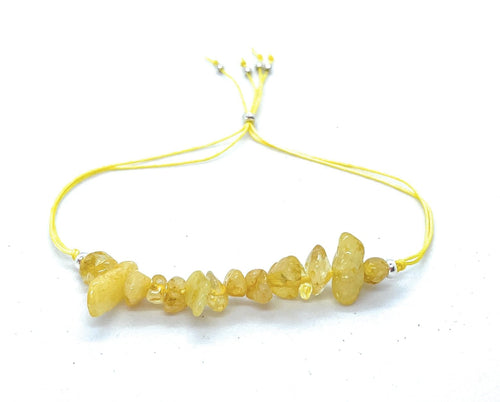 Eloboe essence Pulsera de Citrino Natural, Plata 925, 6mm, Ajustable 16-19cm,