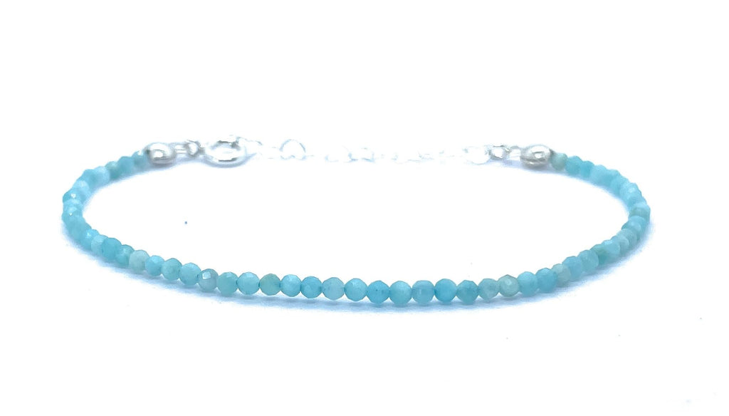Pulsera de piedra natural amazonita plata de primera ley ajustable de 16mm a 19mm